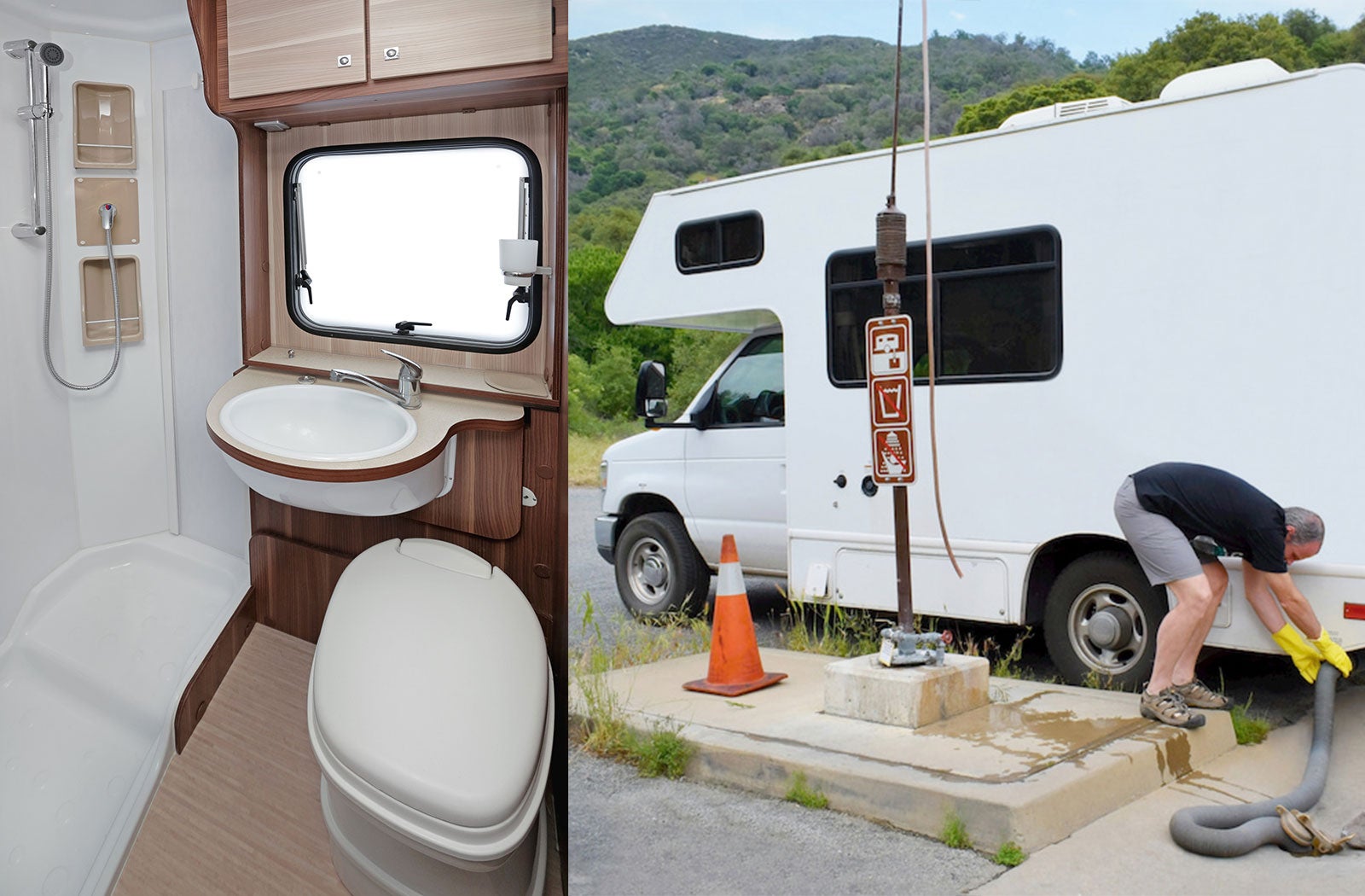 Portable RV/camper toilet and holding tank setup in Wenatchee, Washington