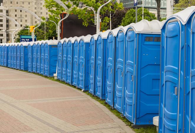 Seasonal porta potty units set up at a Wenatchee, Washington venue