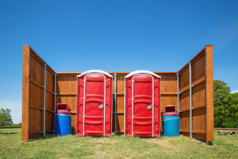 Short-term porta potty units staged for delivery in Wenatchee, Washington